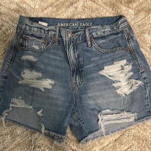 American Eagle Outfitters Women's Blue Distressed Denim Shorts